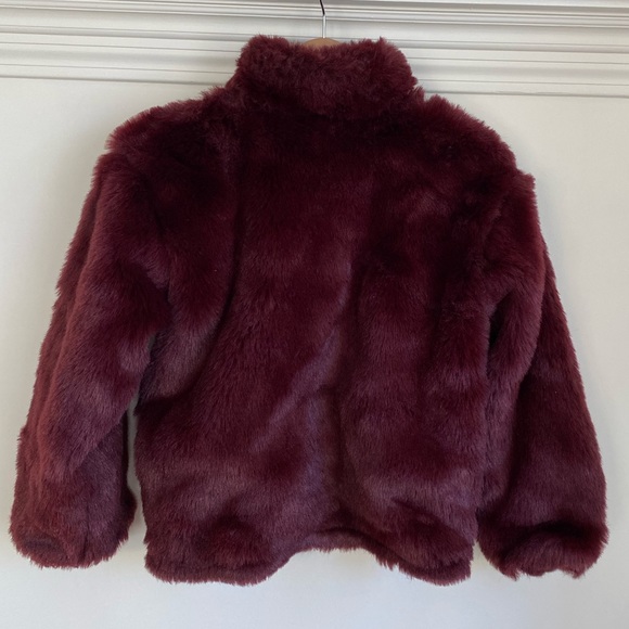 Fun Faux Fur Burgundy Night Out Coat - Picture 4 of 4